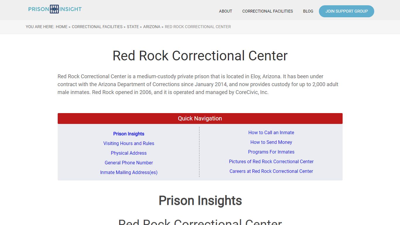 Red Rock Correctional Center - Prison Insight