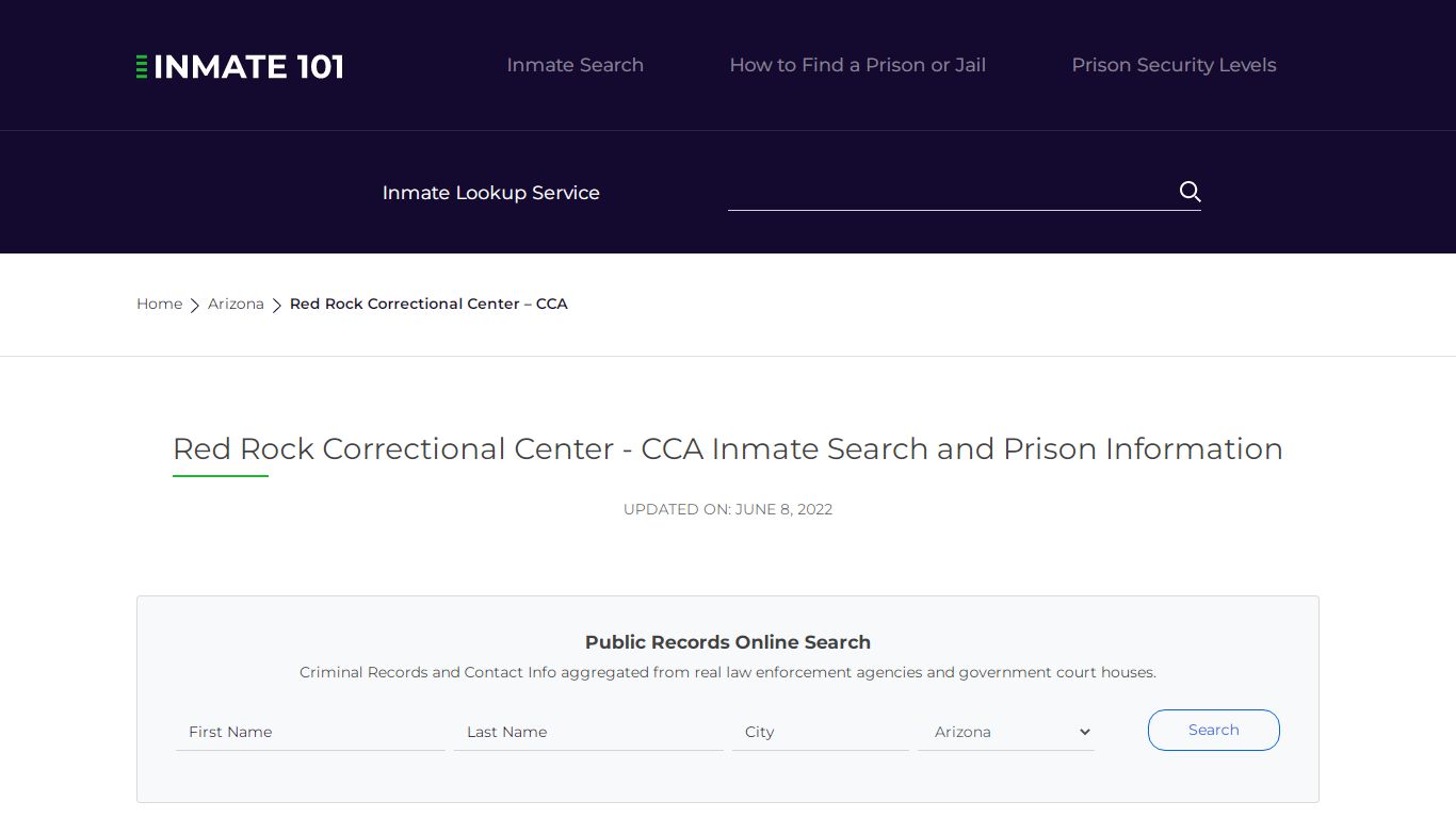 Red Rock Correctional Center - CCA - Inmate101